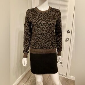 NWOT Banana Republic Metallic Leopard Sweater Bronze Sz S